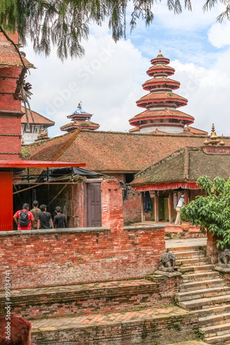 Round, multi-tiered tower in Nasal Chowk Courtyard of Hanuman Dhoka Durbar Square, Kathmandu photo