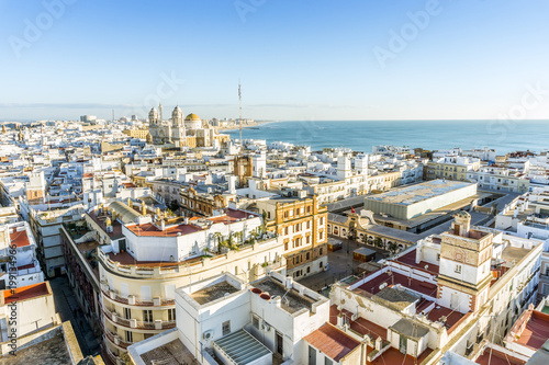 Cadiz cityscape with famous Cathedral  Andalusia  Spain