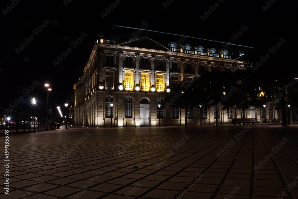 Place de la Bourse at night. Bordeaux. France.