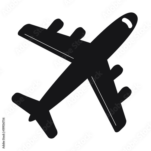 Plane icon isolated on white background, airplane symbol in flat style. Airplane sign in black. Vector illustration.
