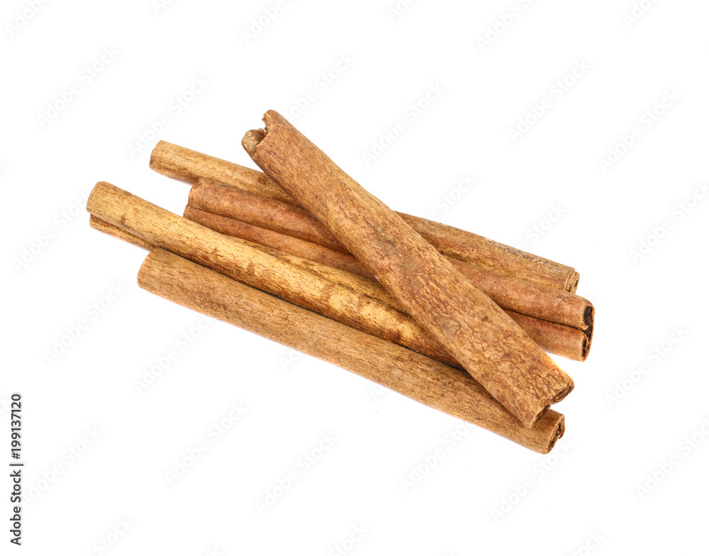 Cinnamon stick isolated on white background. Close-up. Cinnamon stick isolated on white background. Close-up.