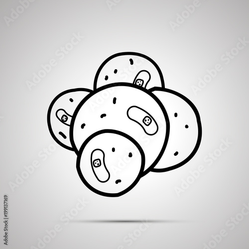 Cancer cell with core, simple black icon