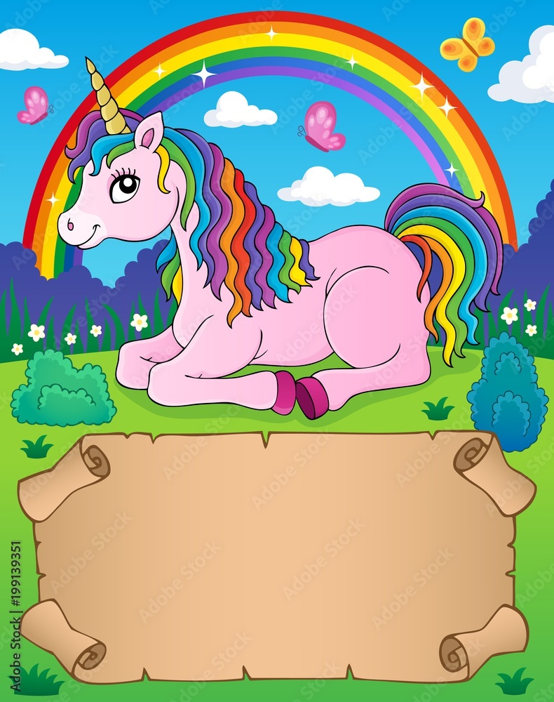Small parchment and lying unicorn Small parchment and lying unicorn