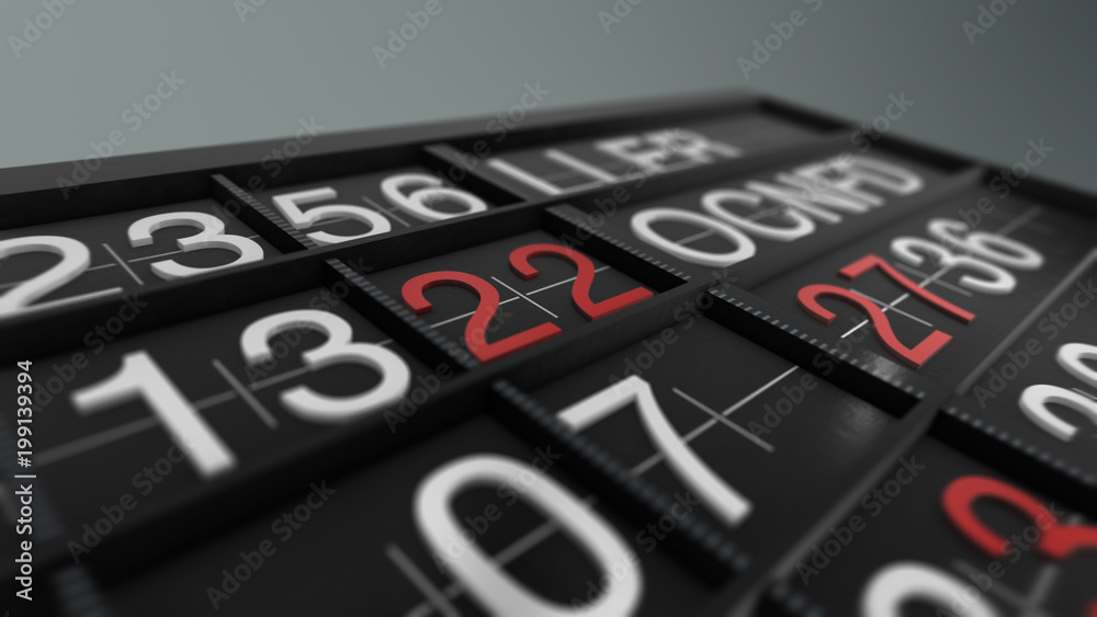 3D rendering of a Close-up arrival departure boards with texts and numbers. 3D rendering of a Close-up arrival departure boards with texts and numbers.
