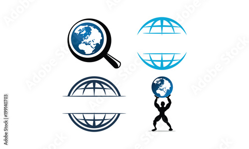 World Globe Logo Design Template Set