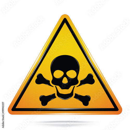 Vector and illustration of graphic style,Toxic Hazard Symbols, Yellow Warning Dangerous icon on white background, Attracting attention Security First sign, Idea for graphic, web design, Vector, EPS10.