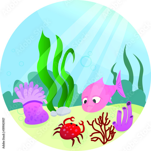 Little fish in a coral reef vector
