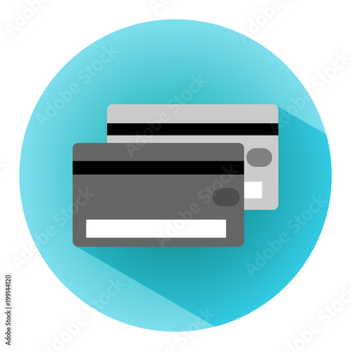 Credit card icon. Flat vector related icon with long shadow for web and mobile applications.