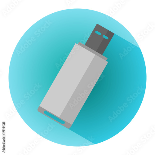 Usb flash memory flat icon with long shadow