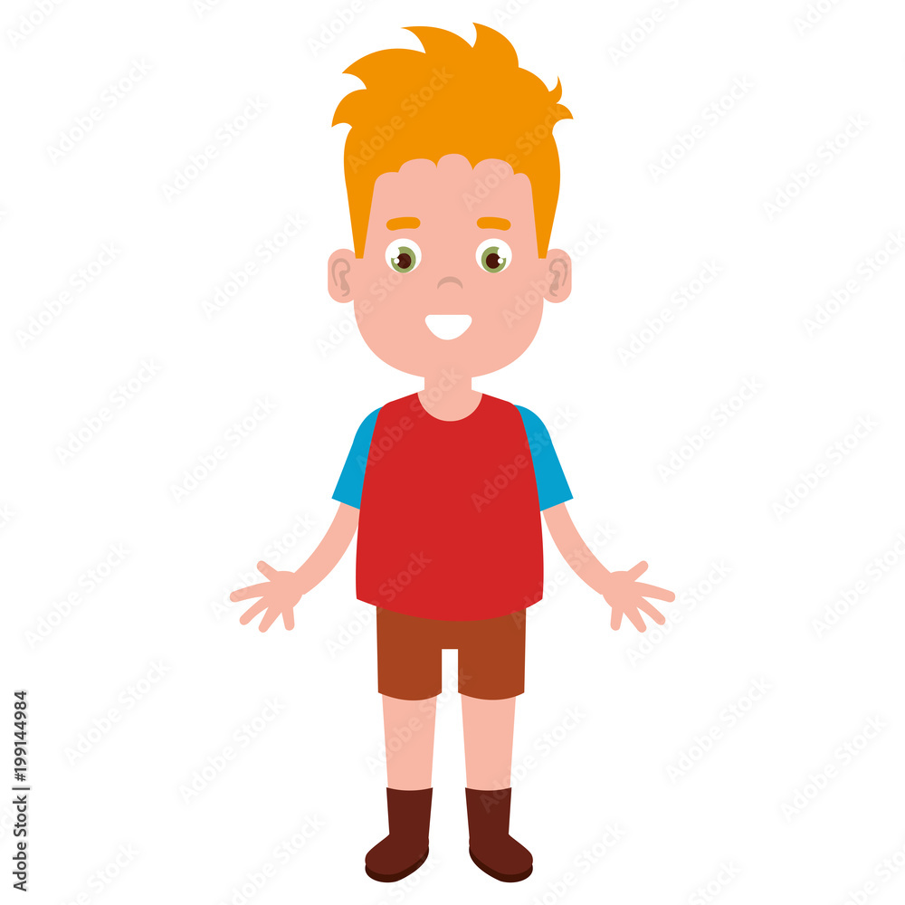 happy little boy character vector illustration design