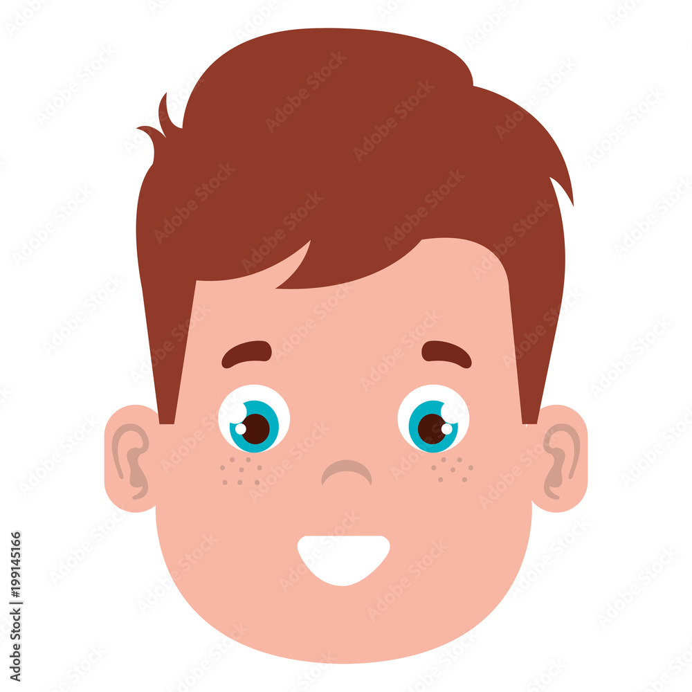 happy little boy head character vector illustration design