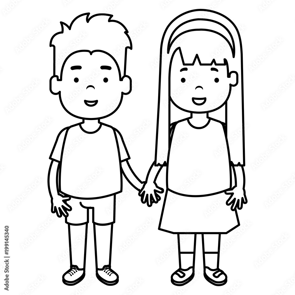 happy little couple characters vector illustration design happy little couple characters vector illustration design