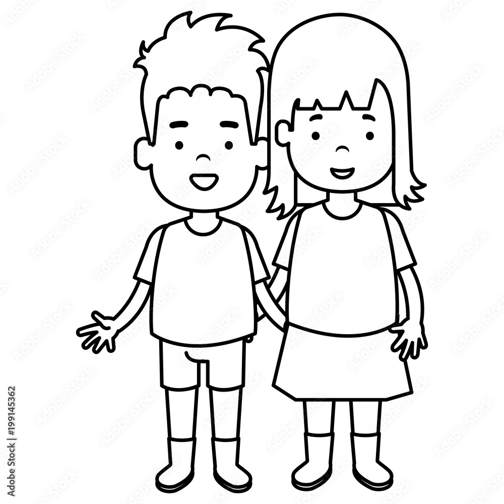 happy little couple characters vector illustration design happy little couple characters vector illustration design