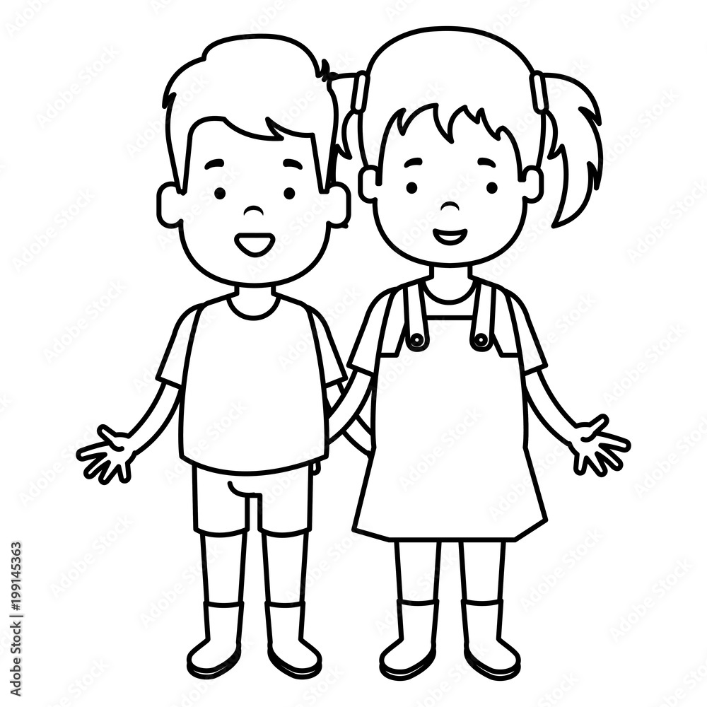happy little couple characters vector illustration design happy little couple characters vector illustration design