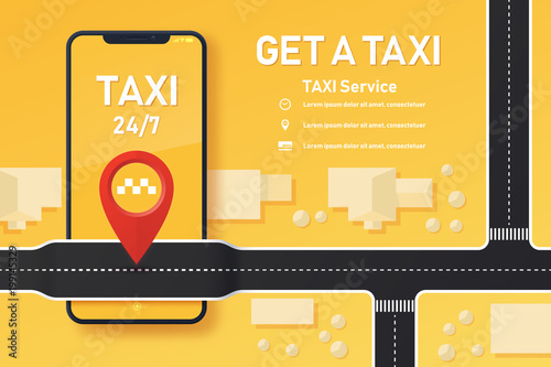 Vector taxi mobile app design
