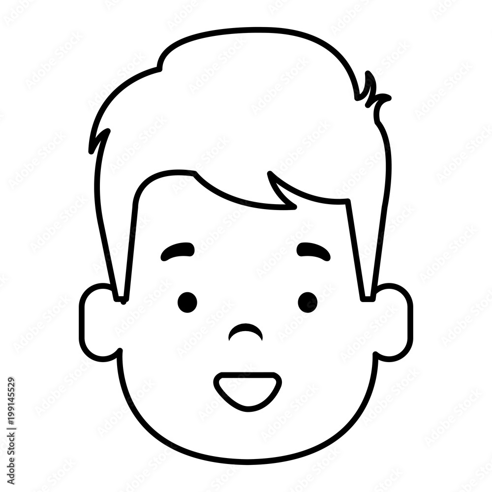 happy little boy head character vector illustration design