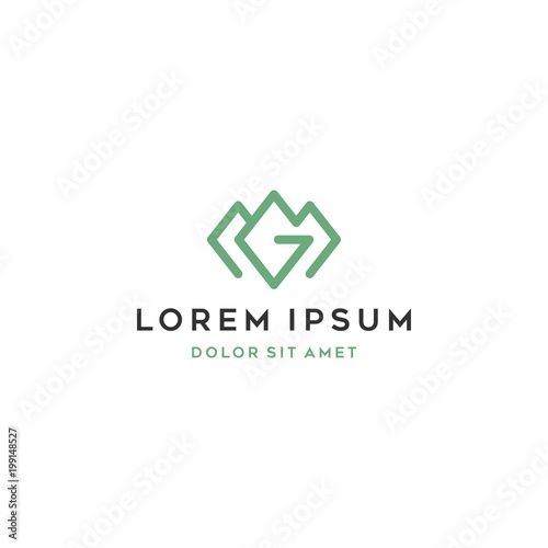 GM or MG Mountain Logo Design Template