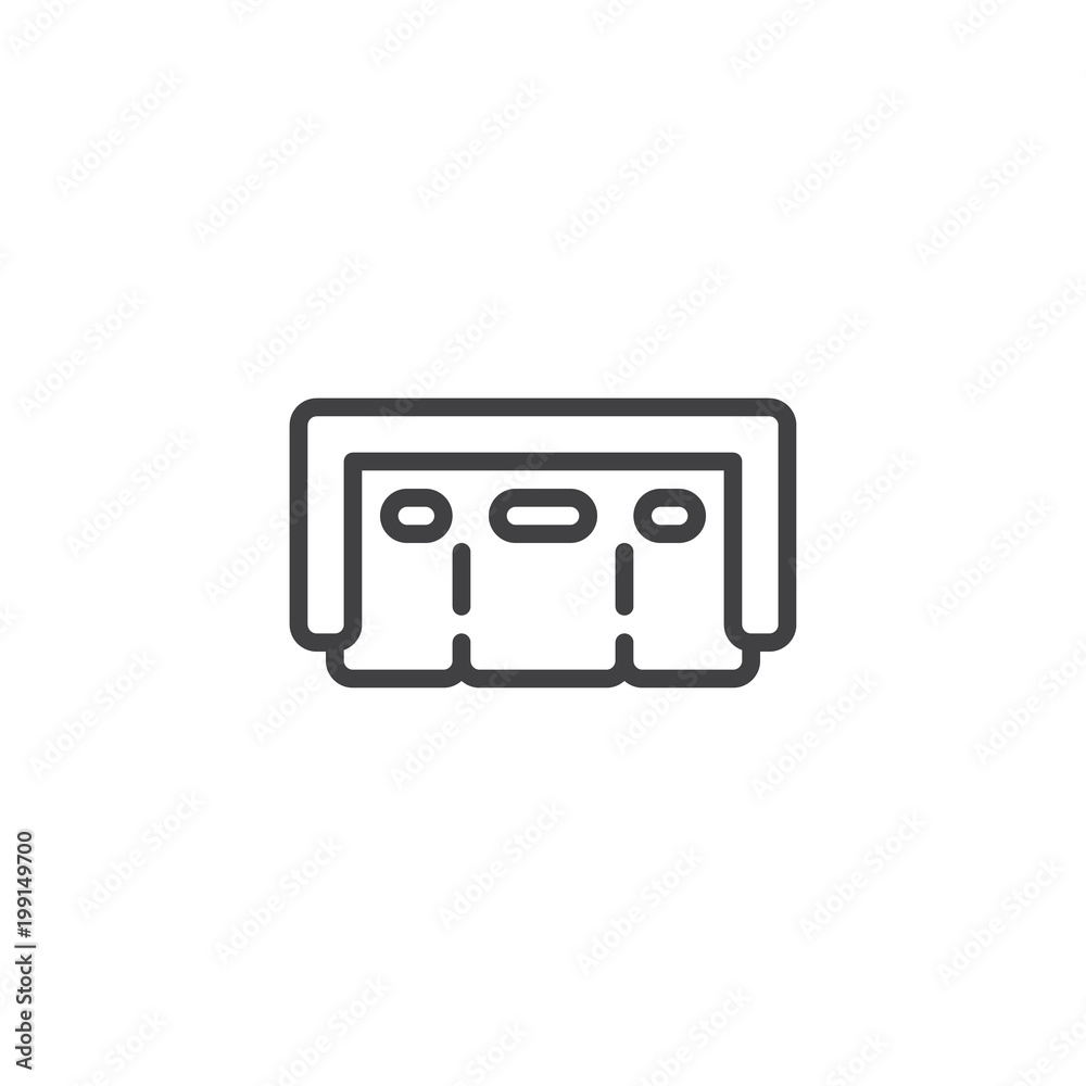 Sofa top view outline icon. linear style sign for mobile concept and web design. couch furniture simple line vector icon. Symbol, logo illustration. Pixel perfect vector graphics Sofa top view outline icon. linear style sign for mobile concept and web design. couch furniture simple line vector icon. Symbol, logo illustration. Pixel perfect vector graphics