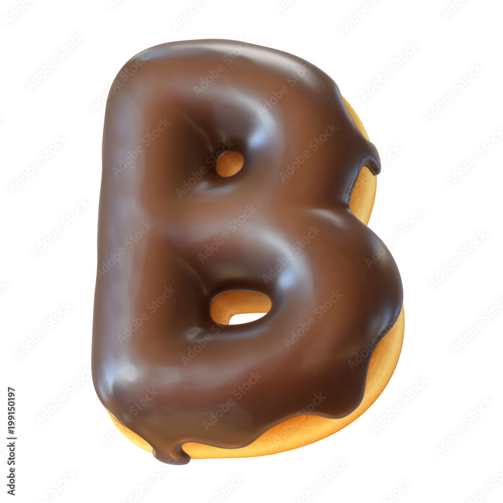 Glazed donut font 3d rendering letter B Glazed donut font 3d rendering letter B