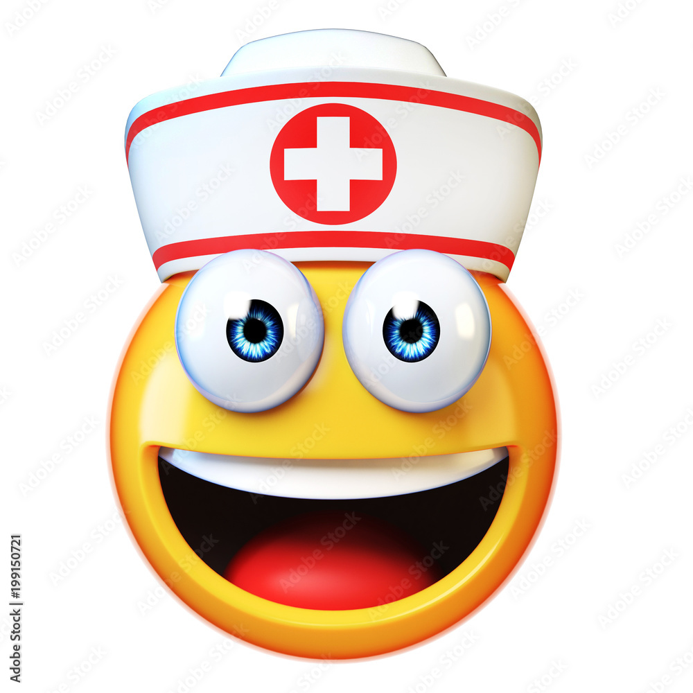Nurse emoji isolated on white background, first aid, medic emoticon