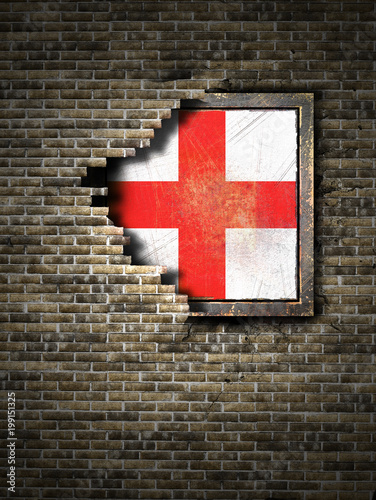 Old England flag in brick wall