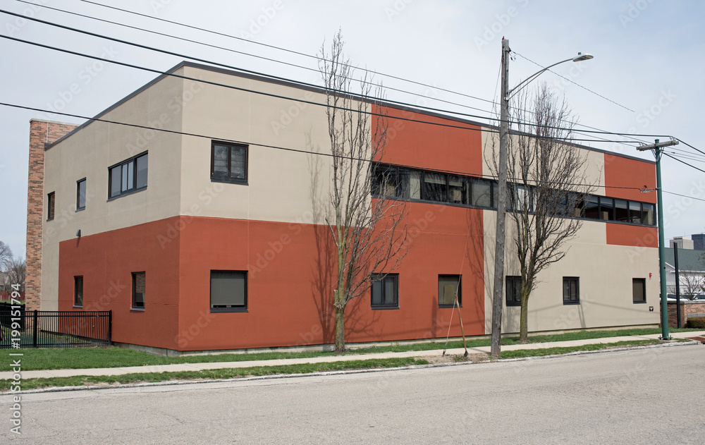 Rust and Tan Block Building Rust and Tan Block Building