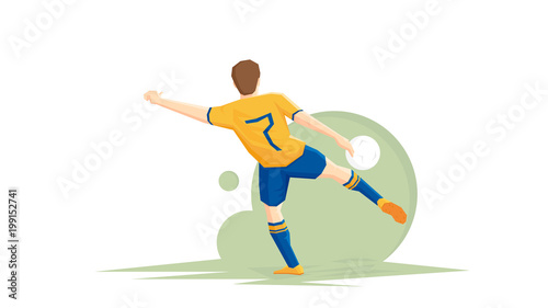 Creative abstract soccer player. Soccer Player Kicking Ball. Flat Vector illustration