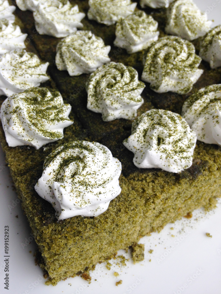 Delicious of green tea cake Delicious of green tea cake