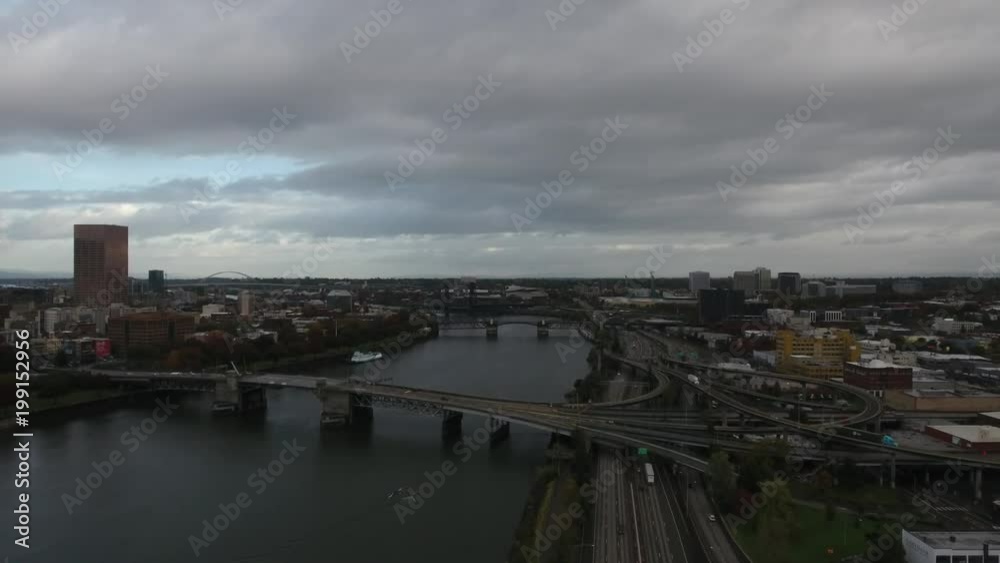 Morning Commute on Tangled Freeway System in Portland Oregon Morning Commute on Tangled Freeway System in Portland Oregon