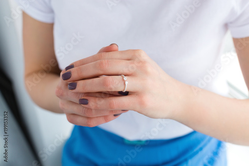 Woman wearing an engagement ring