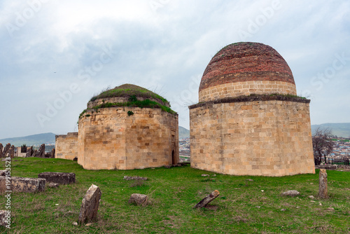 Ancient mausoleum and cemetery, Yeddi Gumbez komplex , Shamakhi city, Azerbaijan photo