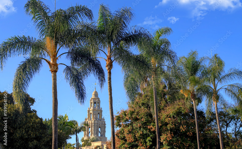 California Tower overlooking Balboa Park in San Diego, California.