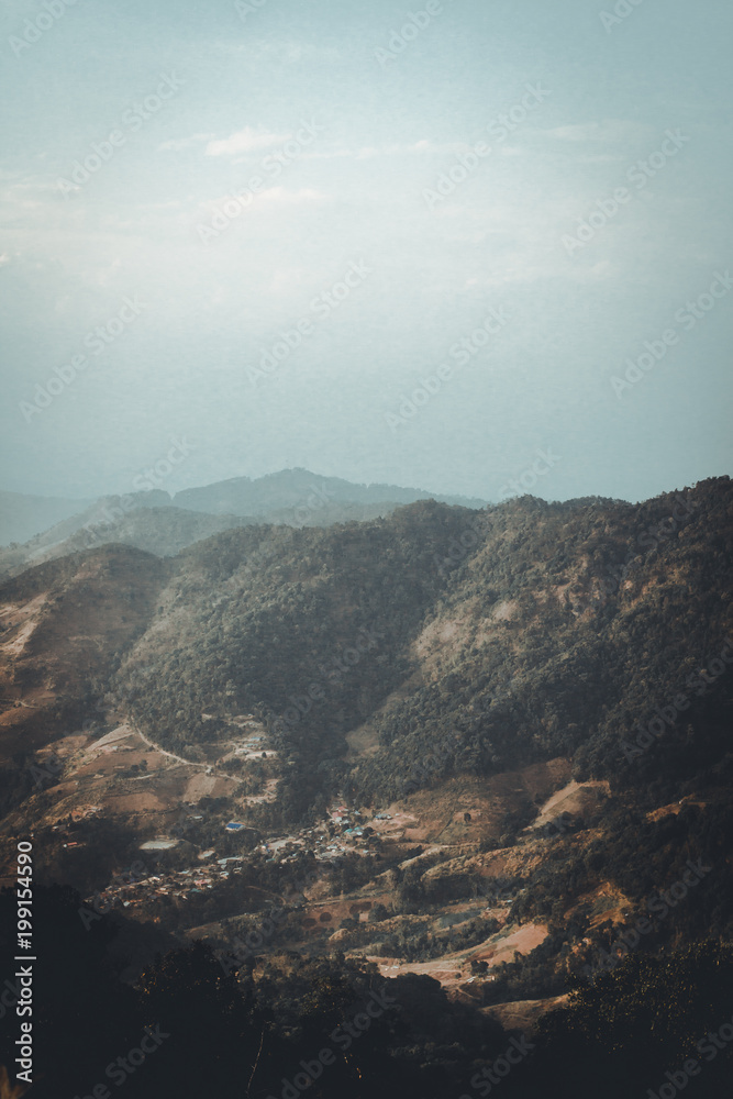 Mountains and nature In the evening Golden forest color Forests in South Asia Mountains and nature In the evening Golden forest color Forests in South Asia