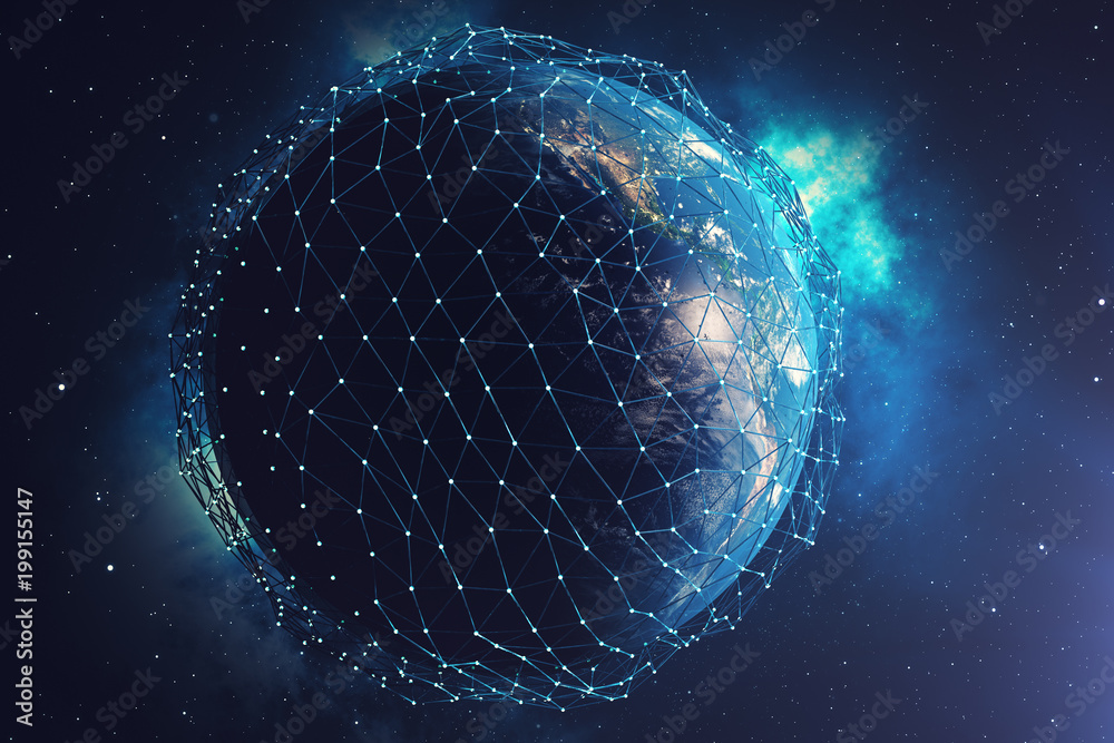 3D rendering Network and data exchange over earth in space