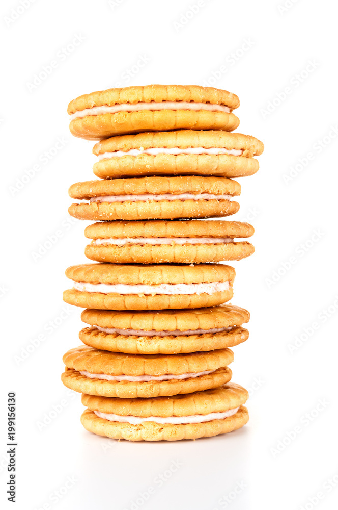Stack of biscuit cookies isolated on white background Stack of biscuit cookies isolated on white background