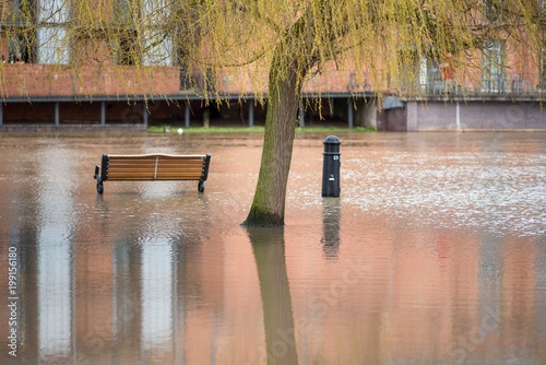 River Avon bursts its banks and floods the low lying areas