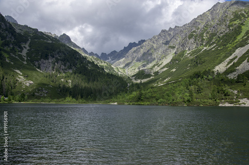 Moraine-dammed lake Popradske pleso  amazing nature  High Tatra mountains  Slovakia