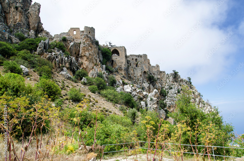 Kyrenia mountains, Cyprus - May 14, 2014: The Saint Hilarion Castle lies on the Kyrenia mountain range, Cyprus