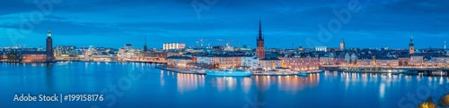 Obraz na płótnie Stockholm skyline panorama in twilight, Sweden w salonie