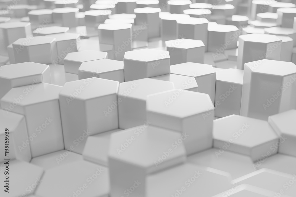 White geometric hexagonal abstract background, 3d rendering White geometric hexagonal abstract background, 3d rendering