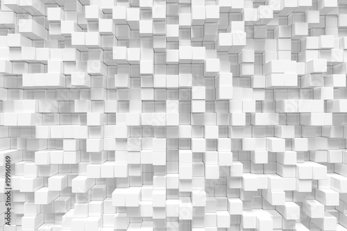 White geometric cube, cubical, boxes, squares form abstract background. Abstract white blocks. Template background for your design, 3d rendering