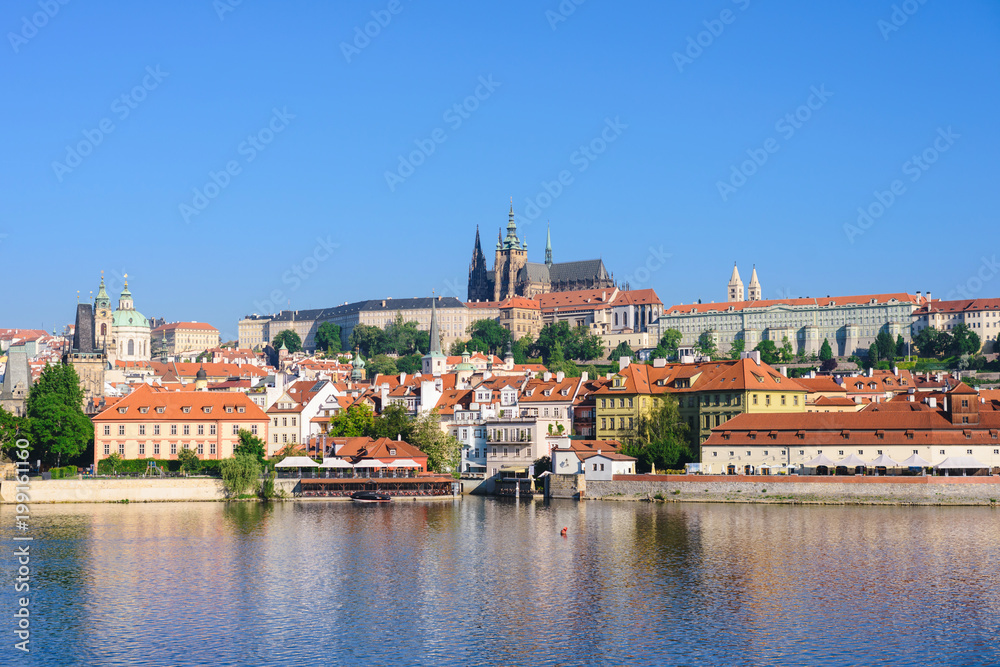 Prague, Bohemia, Czech Republic. Hradcany is the Praha Castle with churches, chapels, halls and towers from every period of its history.