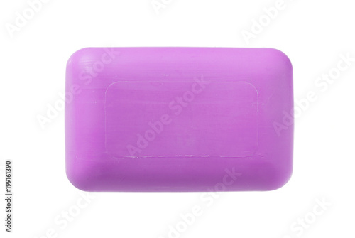 Piece of toilet purple or violet soap isolated on white background