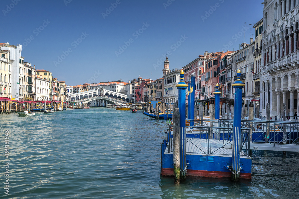Looking across the Grand Canal to the Rialto bridge in Venice Looking across the Grand Canal to the Rialto bridge in Venice