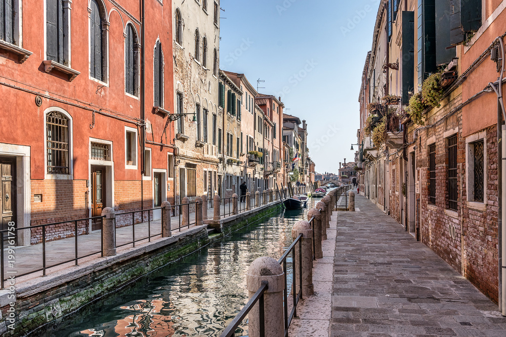 Colorful canal in the Dorsoduro region of Venice