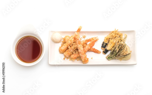 shrimps tempura (battered fried shrimps)on white background