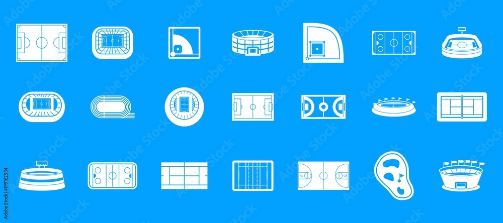 Sport arena icon blue set vector Sport arena icon blue set vector