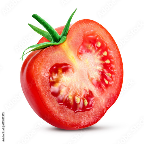 Tomato. Tomato slice. Full depth of field. With clipping path.