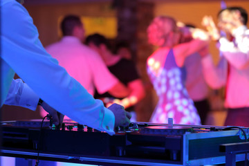 Dancing couples during party or wedding celebration