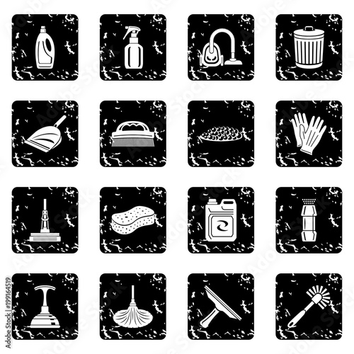 Cleaning icons set grunge vector